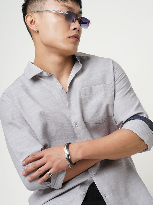 Classic Grey Textured Shirt