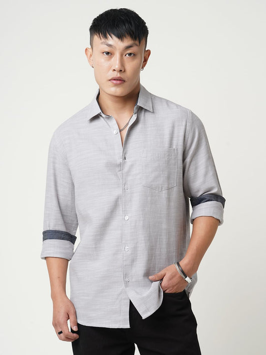 Classic Grey Textured Shirt