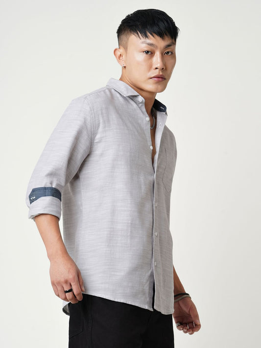 Classic Grey Textured Shirt