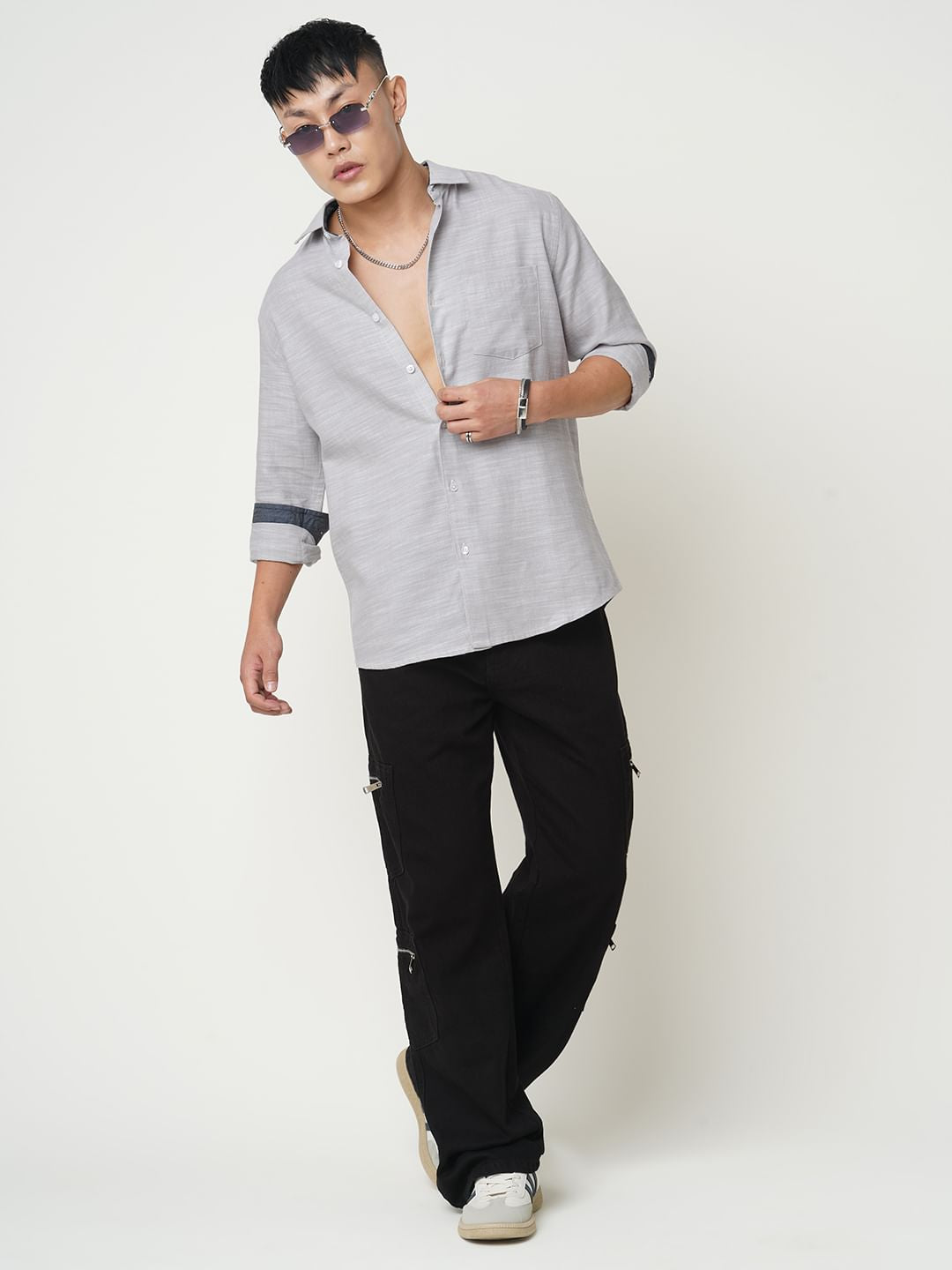 Classic Grey Textured Shirt