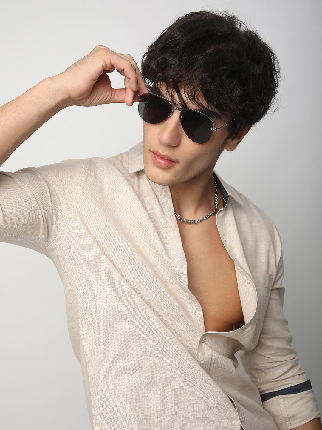 Classic Beige Textured Shirt