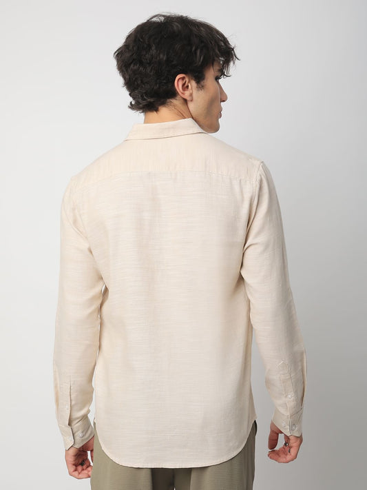 Classic Beige Textured Shirt