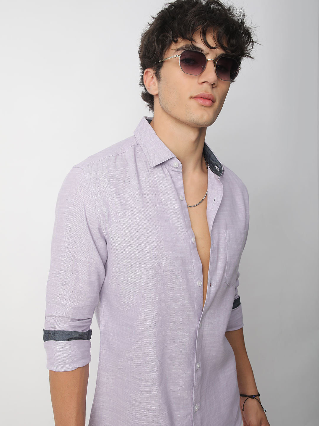 Classic Lilac Textured Shirt