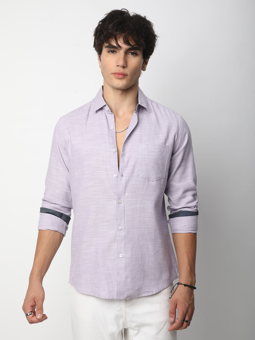 Classic Lilac Textured Shirt