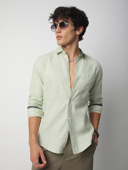 Apple Green Textured Shirt