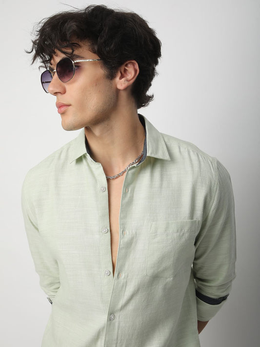 Apple Green Textured Shirt