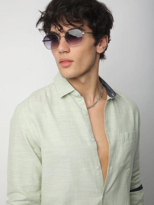 Apple Green Textured Shirt