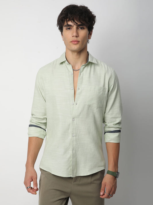 Apple Green Textured Shirt