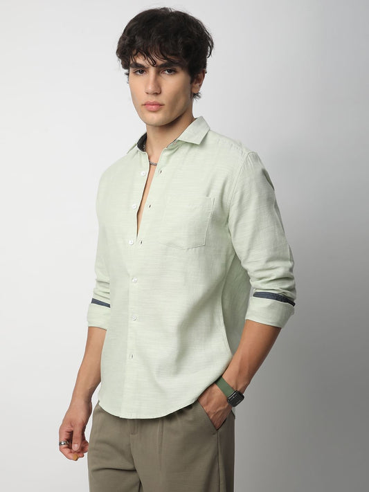 Apple Green Textured Shirt