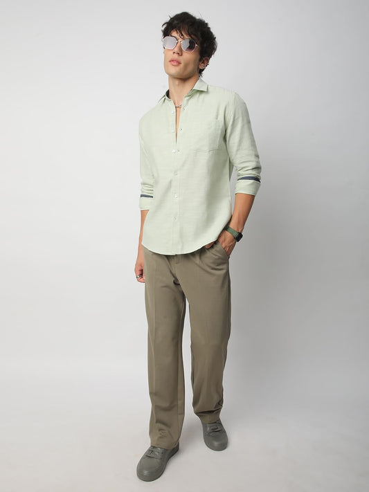 Apple Green Textured Shirt