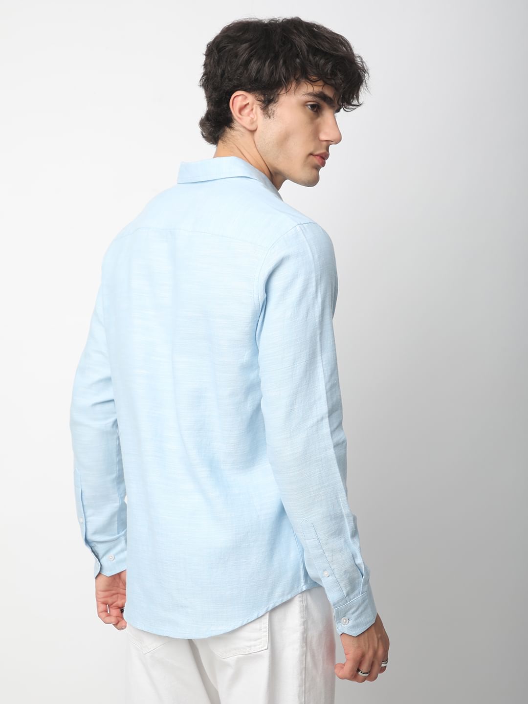 Classic Sky Blue Textured Shirt
