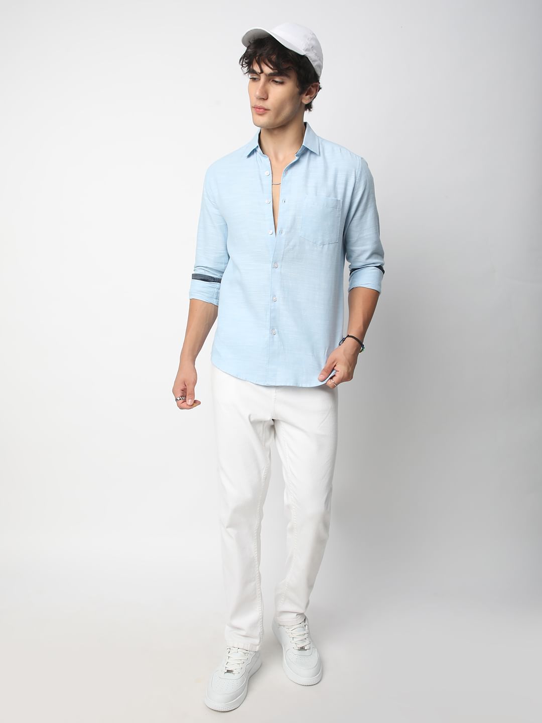 Classic Sky Blue Textured Shirt