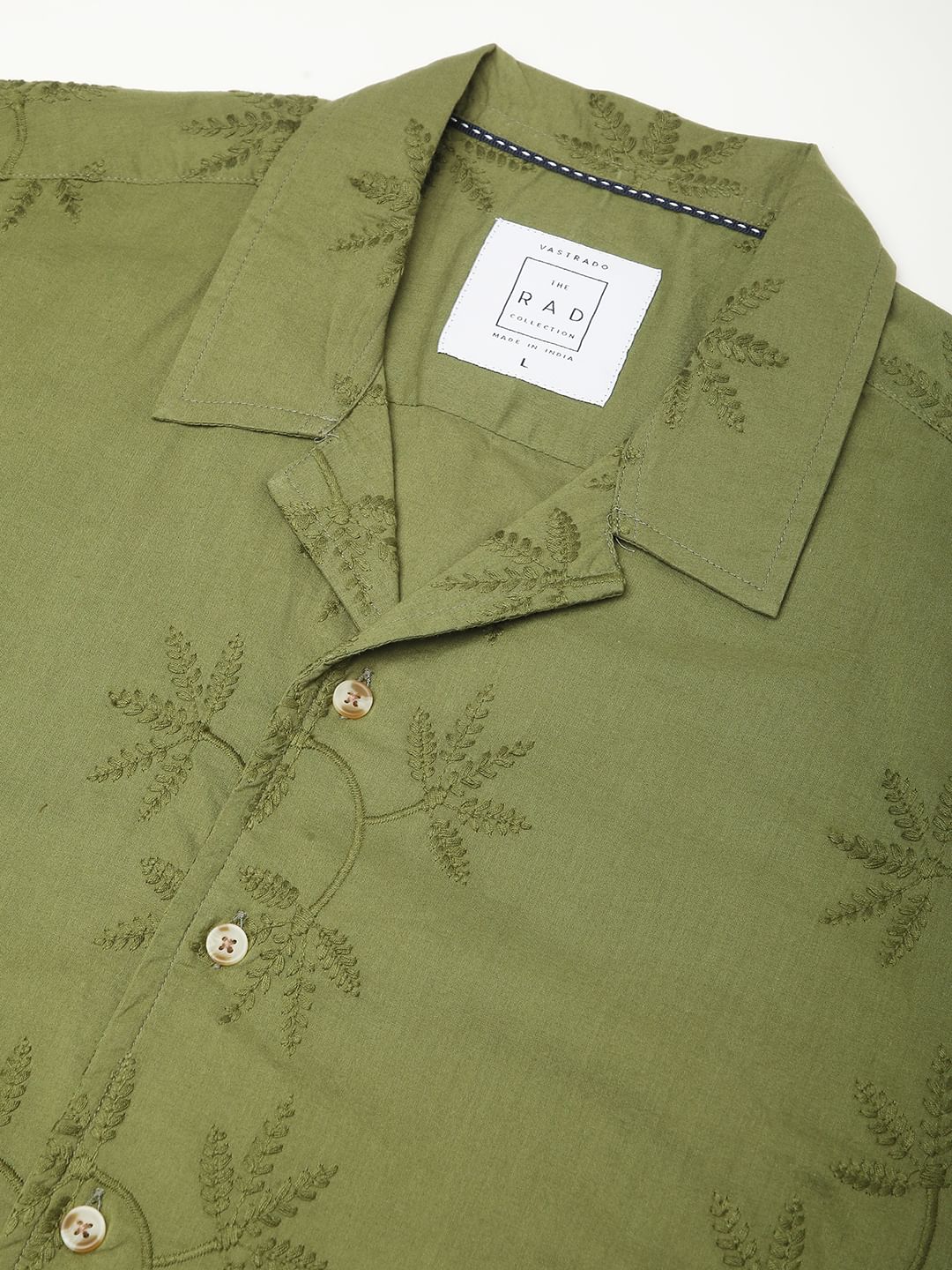 Minimalist Olive Leaf Embroidery Oversized Shirt