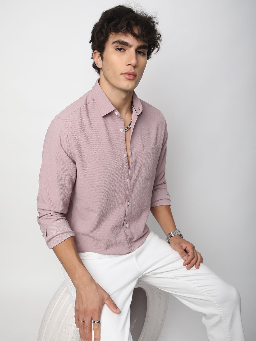 Ornate Electric Lavender Jacquard Shirt