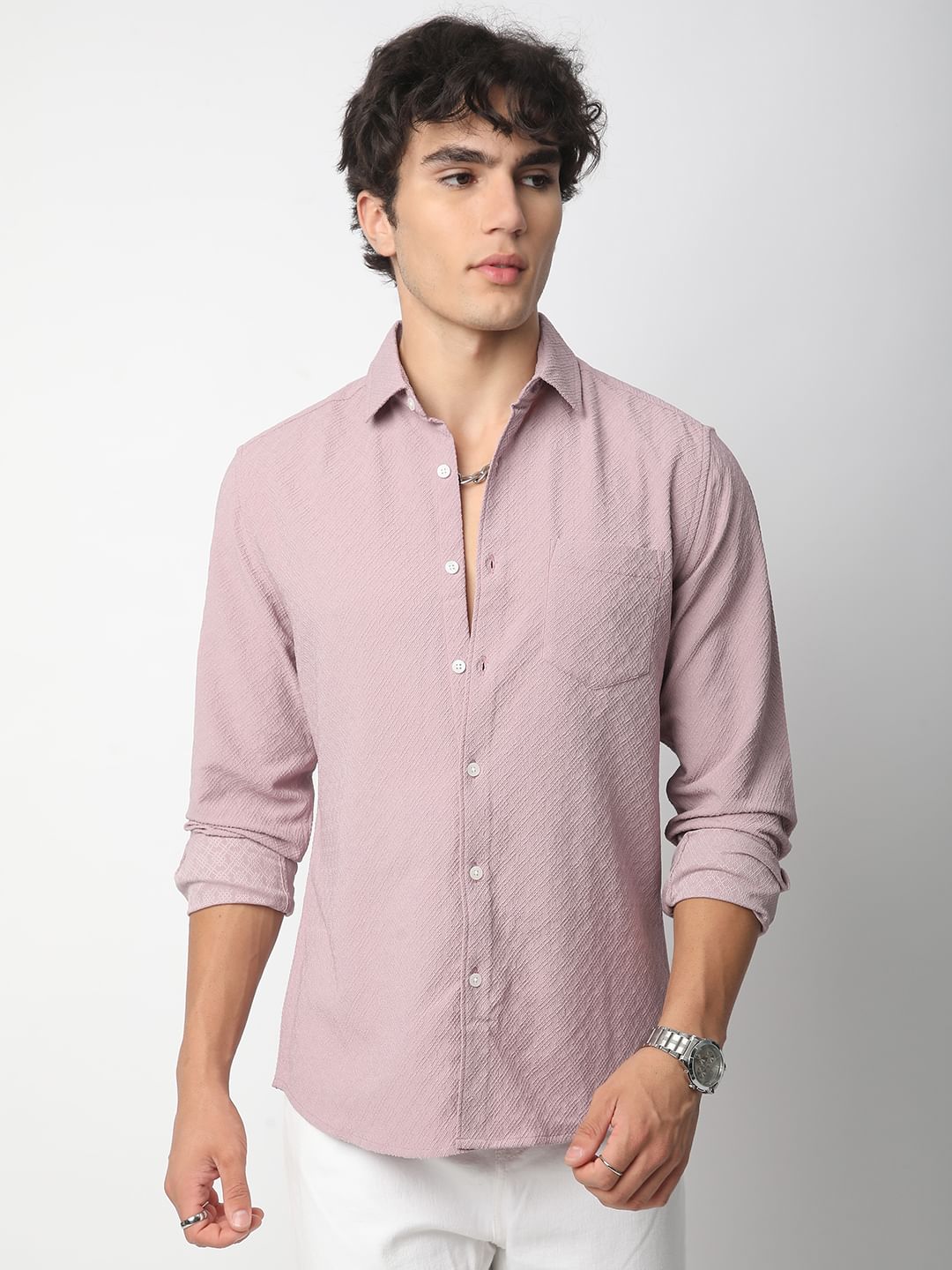 Ornate Electric Lavender Jacquard Shirt