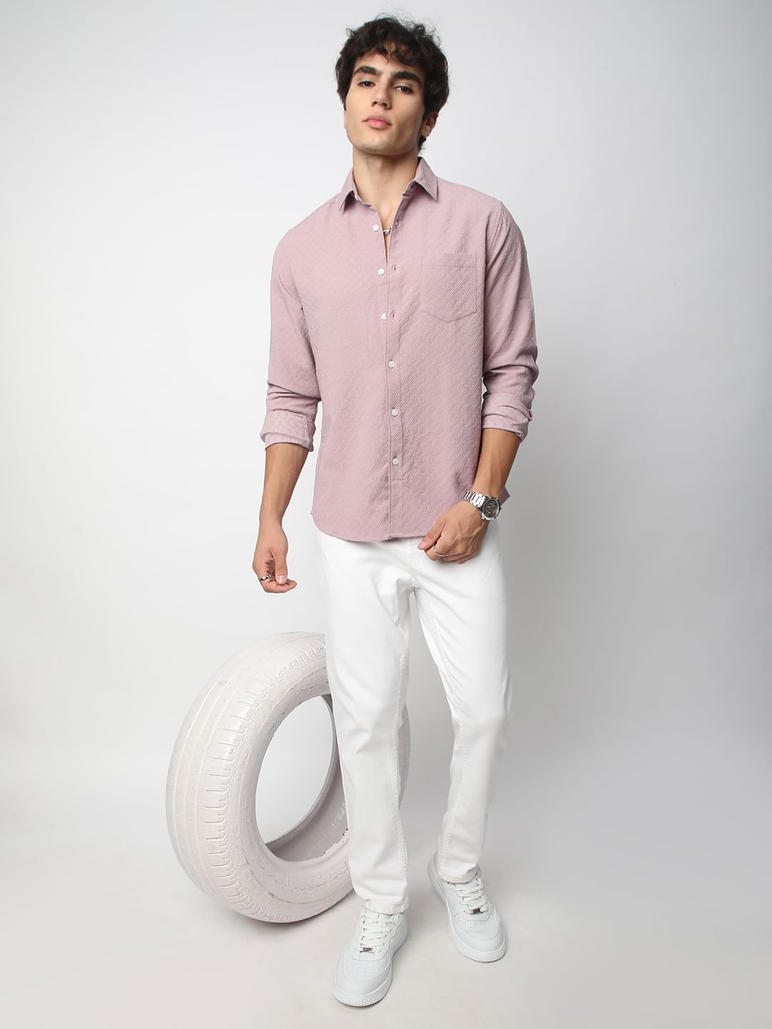 Ornate Electric Lavender Jacquard Shirt