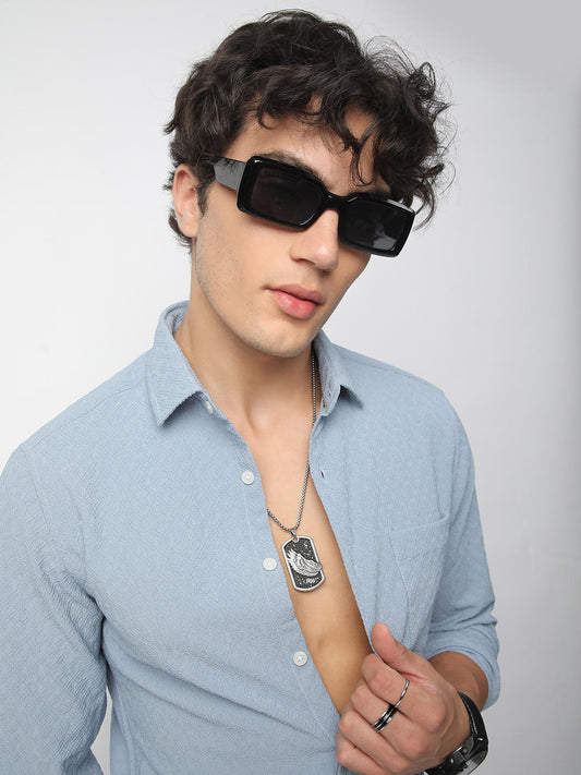 Eccentric Turkish Blue Jacquard Shirt