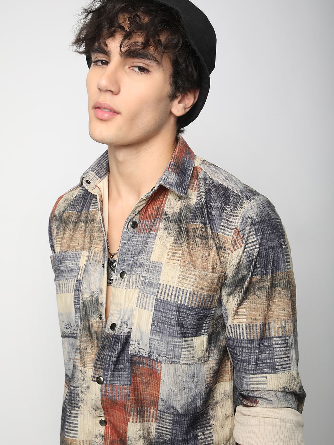 Abstruse Paint Splash Double Pocket Corduroy Overshirt