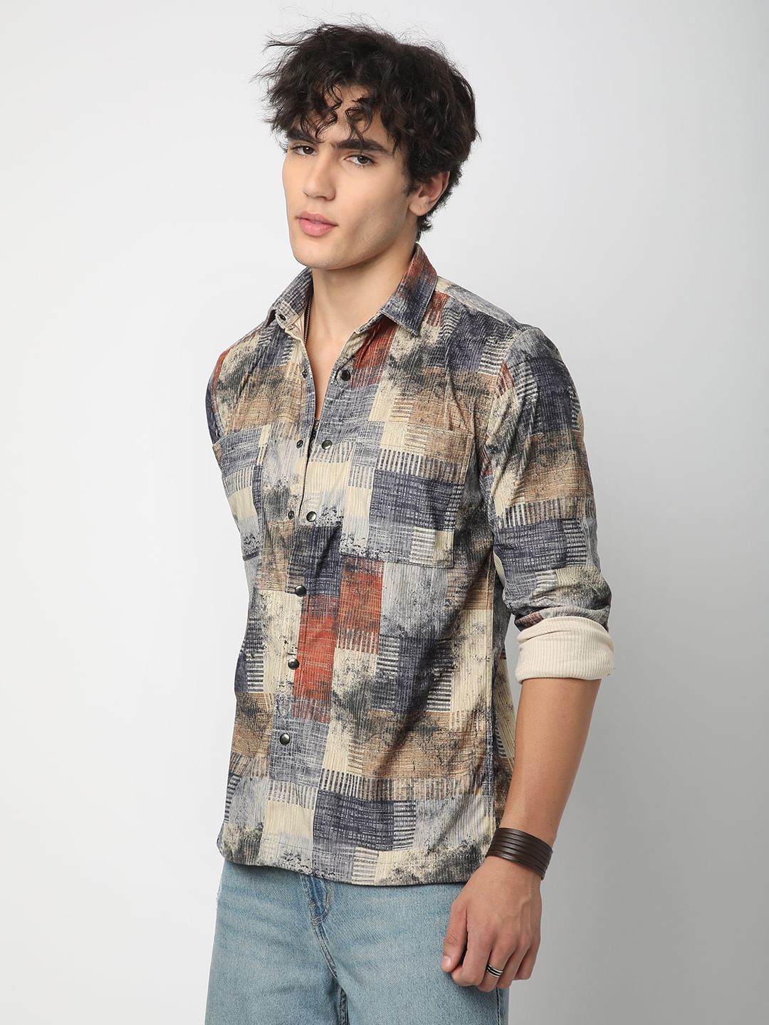 Abstruse Paint Splash Double Pocket Corduroy Overshirt
