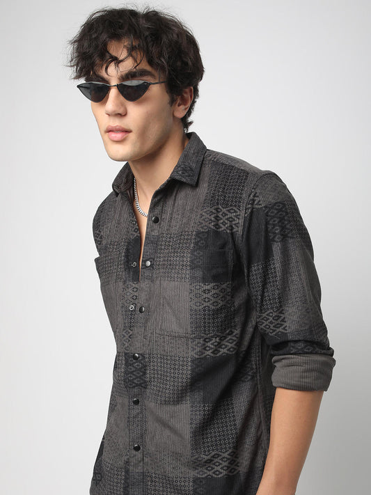 Couture Shadow Grey Double Pocket Corduroy Overshirt