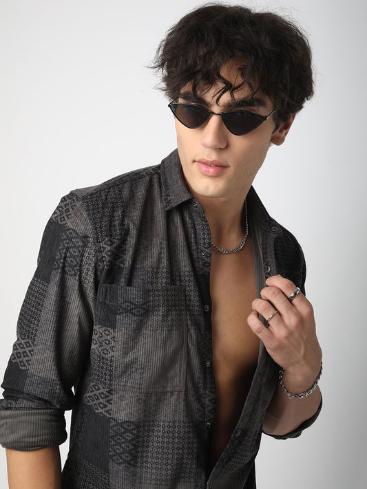 Couture Shadow Grey Double Pocket Corduroy Overshirt