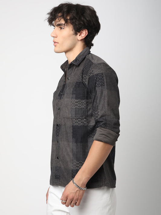 Couture Shadow Grey Double Pocket Corduroy Overshirt