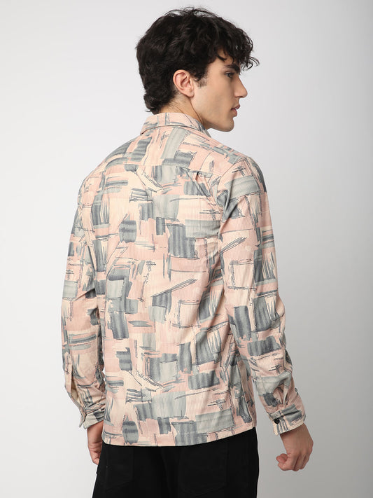 Graffito Pink Double Pocket Corduroy Shirt