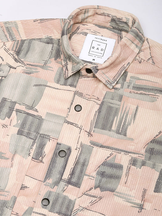 Graffito Pink Double Pocket Corduroy Shirt