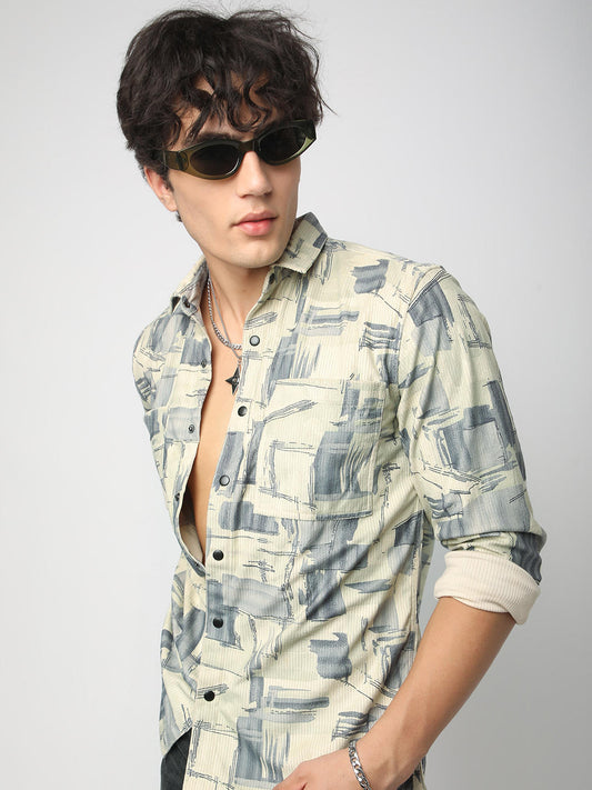 Graffito Green Double Pocket Corduroy Overshirt