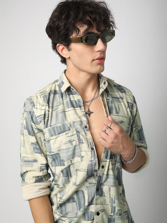 Graffito Green Double Pocket Corduroy Overshirt