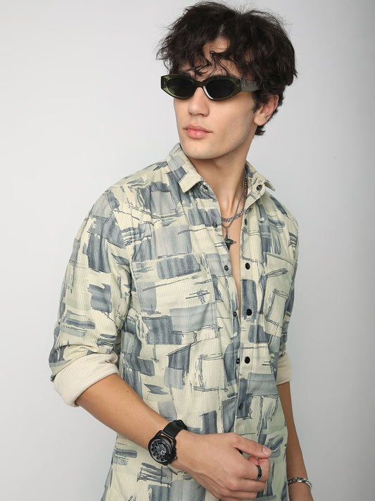 Graffito Green Double Pocket Corduroy Overshirt