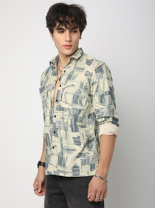 Graffito Green Double Pocket Corduroy Overshirt
