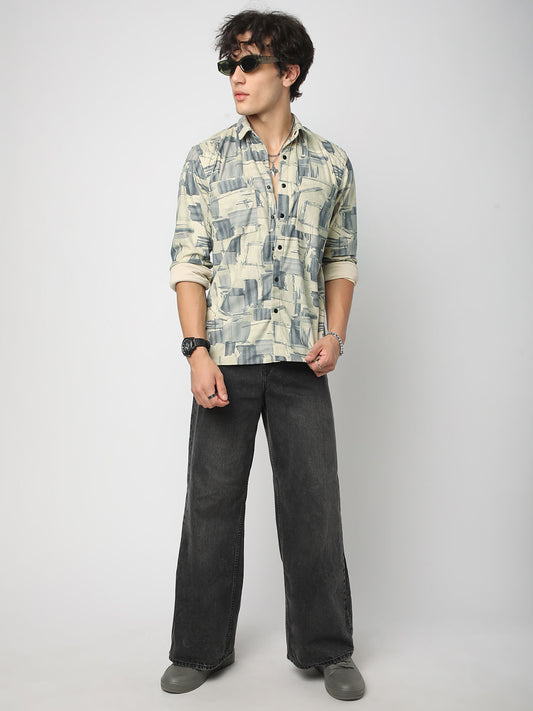 Graffito Green Double Pocket Corduroy Overshirt