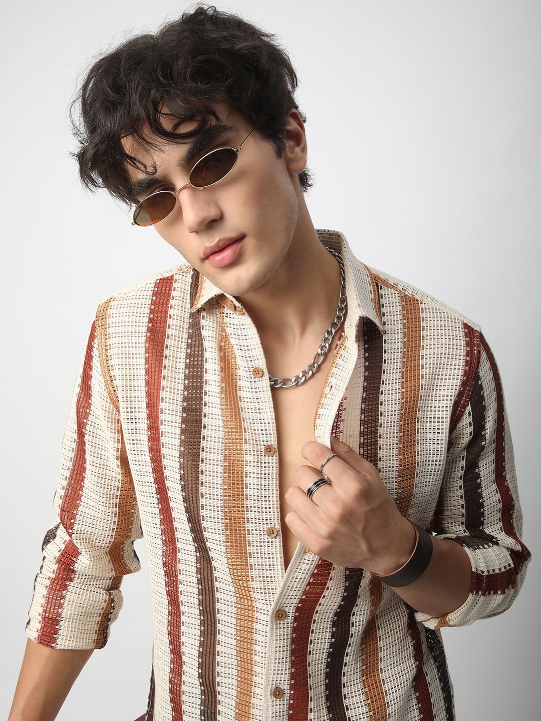 Schmick Interweave Multicolour Crochet Shirt