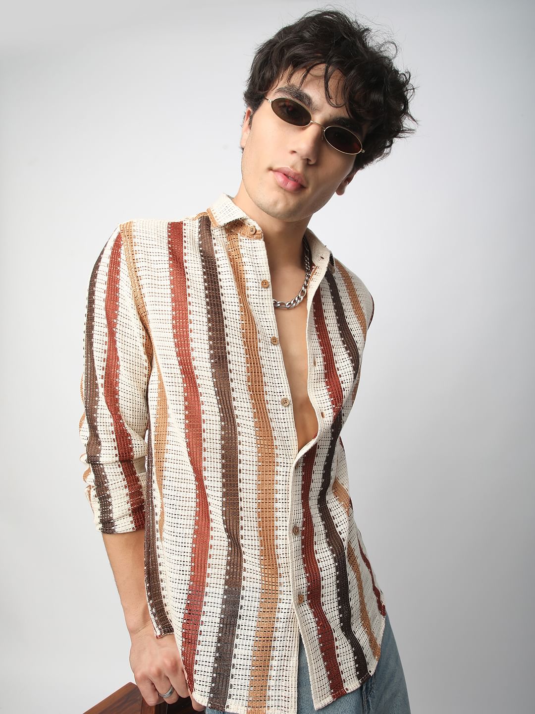 Schmick Interweave Multicolour Crochet Shirt