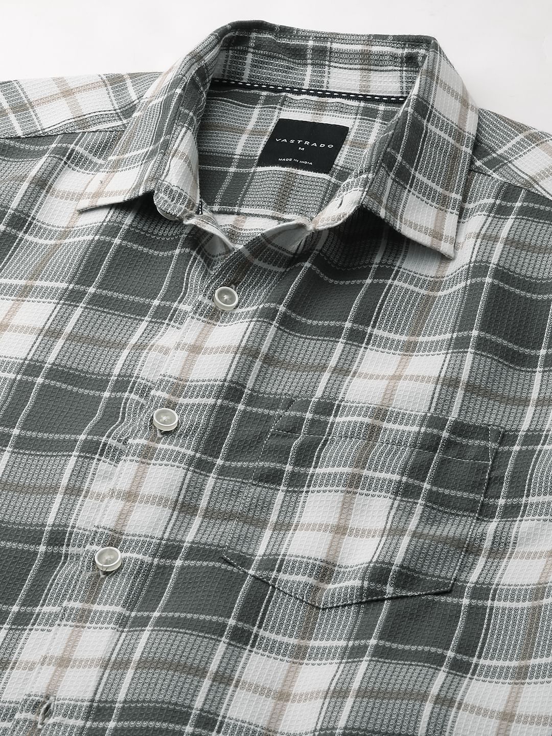 Olive Tartanique Checkered Waffle Shirt