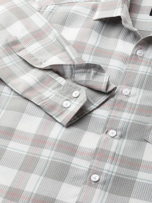 Asparagus Green Checked Waffle Shirt