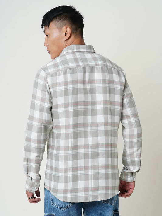 Asparagus Green Checked Waffle Shirt