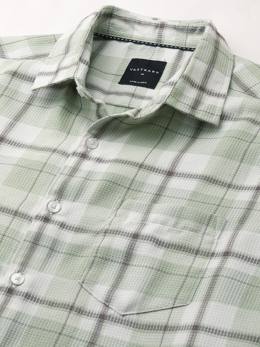 Sage Green Tartan Checkered Waffle Shirt