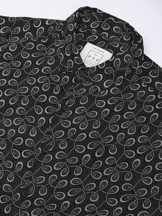 Black Twisted Motifs Printed Shirt