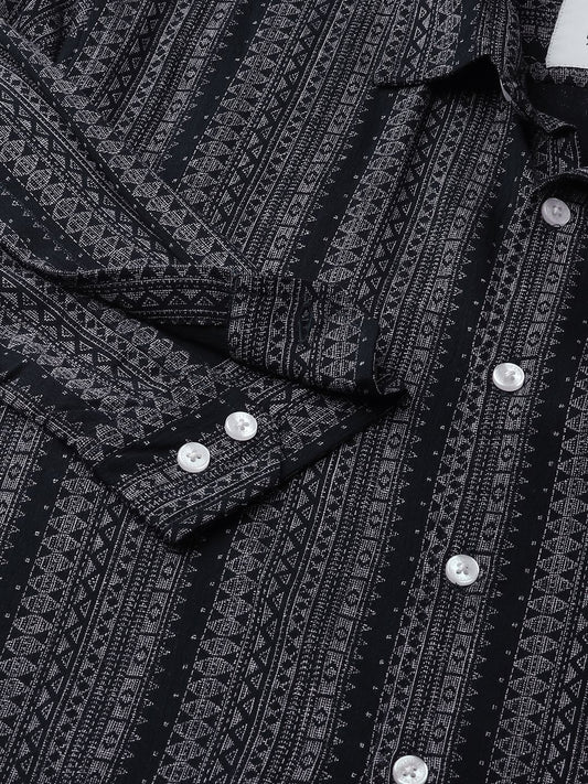 Premium Navy Ethnic Motifs Printed Shirt