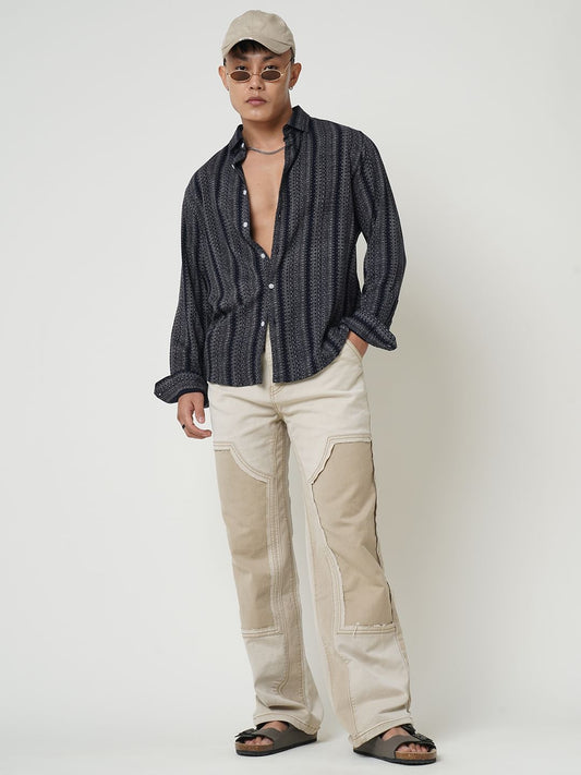 Premium Navy Ethnic Motifs Printed Shirt