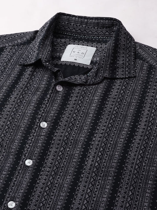 Premium Navy Ethnic Motifs Printed Shirt