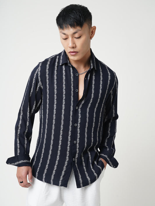 Classic Navy & White Printed Shirt
