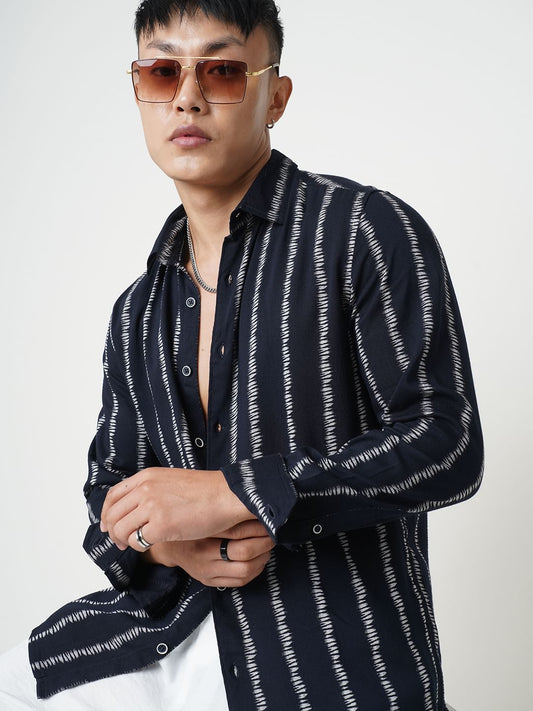 Classic Navy & White Printed Shirt