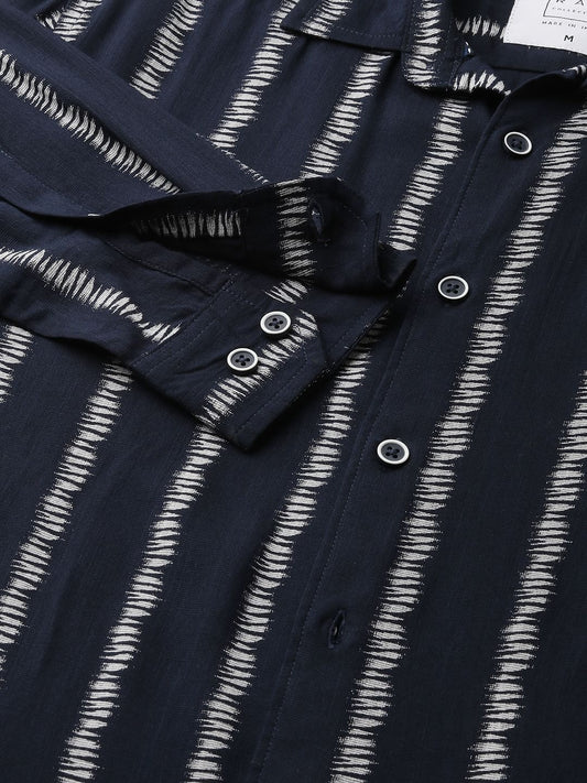 Classic Navy & White Printed Shirt
