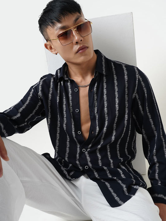Classic Navy & White Printed Shirt