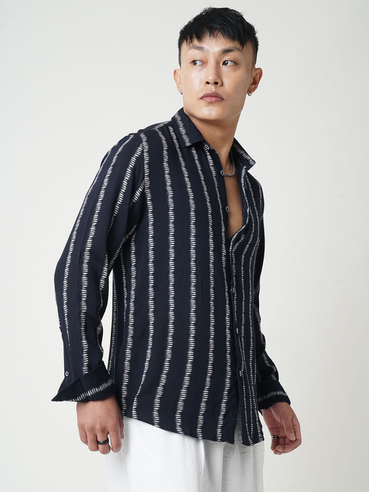 Classic Navy & White Printed Shirt