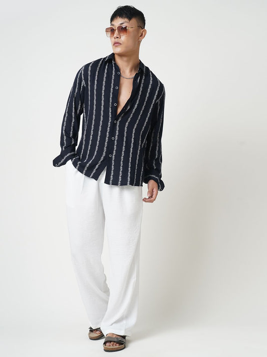 Classic Navy & White Printed Shirt