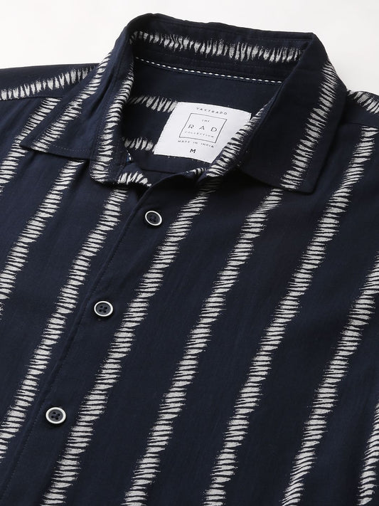 Classic Navy & White Printed Shirt